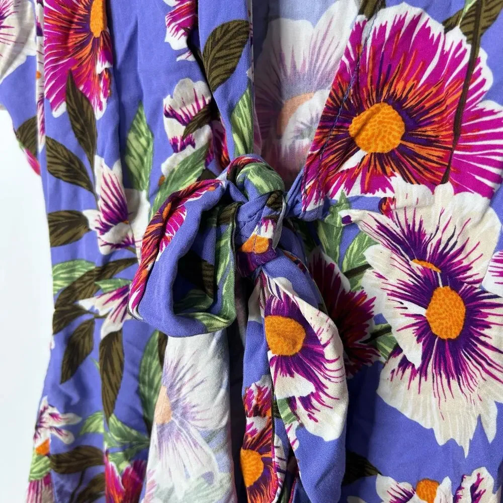 L*space Beachy Vibrant Floral‎ Wrap Dress Cover Up Women Small Bohemian Vacation - Picture 9 of 11